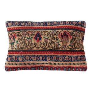 13"x20" Rustic Handmade Wool Cushion Cover. Vintage Turkish Rug Pillow