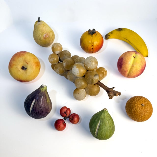 Vintage Italian Hand-Carved Stone Fruit Collection With Grapes, 10 Pieces For Sale - Image 12 of 12