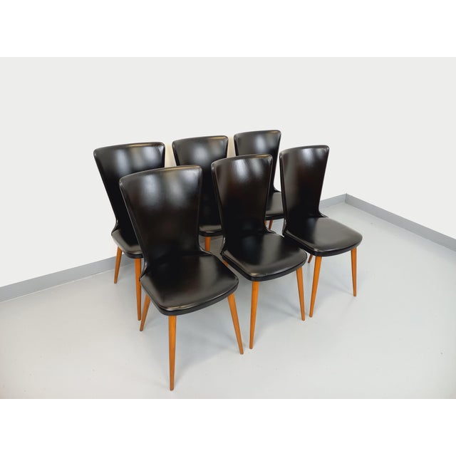 Vintage Baumann Essor Chairs in Beech Wood and Skai, 1960s, Set of 6 For Sale - Image 9 of 18