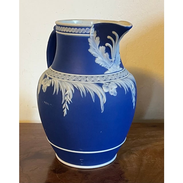 Antique 19th Century Wedgwood Dark Blue Jasperware Pitcher Circa 1863 For Sale In New York - Image 6 of 18