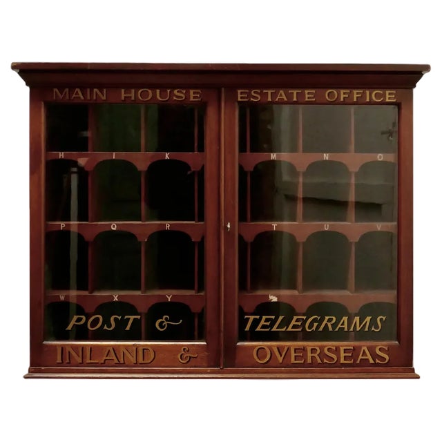19th Century Mahogany Estate Office Mail Cabinet, 1880s For Sale