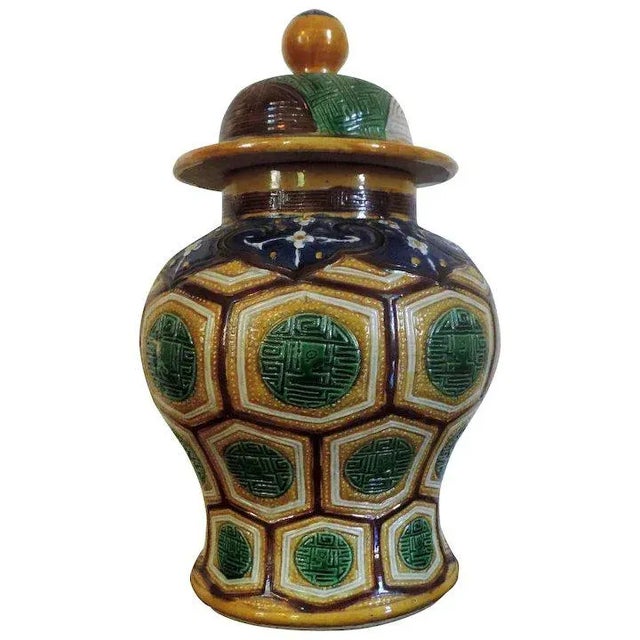 19th Century Chinese Sancai Palette Porcelain Baluster Shaped Vase & Cover Kangxi Marks For Sale - Image 11 of 11