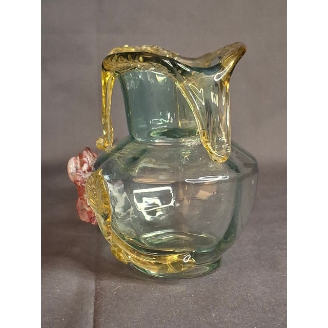 Glass Rare Stevens & Williams Manganese Uranium Glass Bud Vase Applied Rose and Rigaree Feet C 1880 For Sale - Image 7 of 18