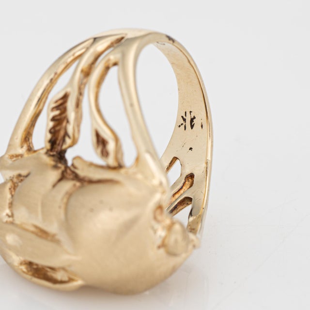 Gold 70s Vintage Bunny Rabbit Ring 10k Yellow Gold Heavy 16.2gm Animal Jewelry For Sale - Image 8 of 8