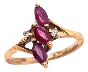14 Karat Yellow Gold Freeform Ruby With Diamond Accent Ring