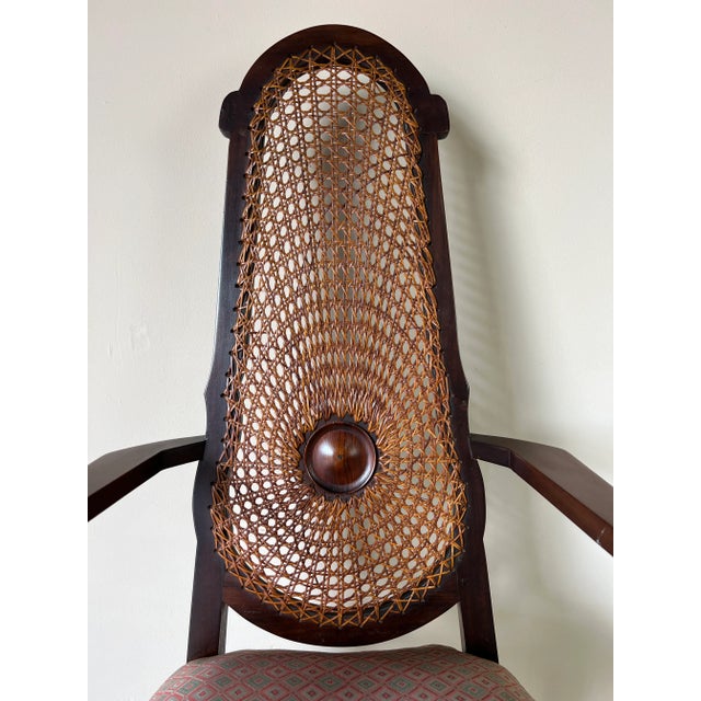 Vintage Cane Back & Claw Ball Feet Arm Accent Chair For Sale - Image 10 of 12