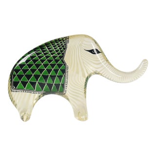 Palatnik Op Art Lucite Elephant With Green Blanket For Sale