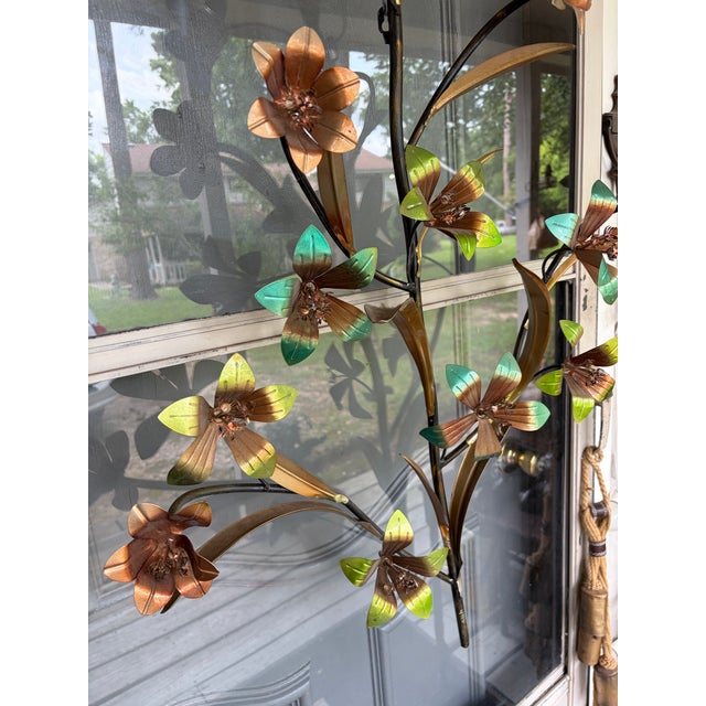 1970s Metal Art Sculpture Floral and Leaves, Set For Sale - Image 5 of 12