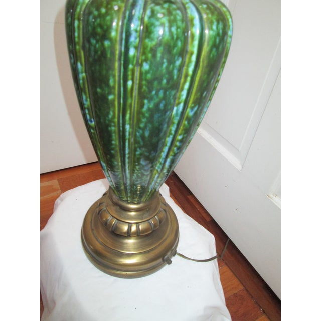 Metal Rembrandt Emerald Green Tall Lamp With Glass Shade For Sale - Image 7 of 11