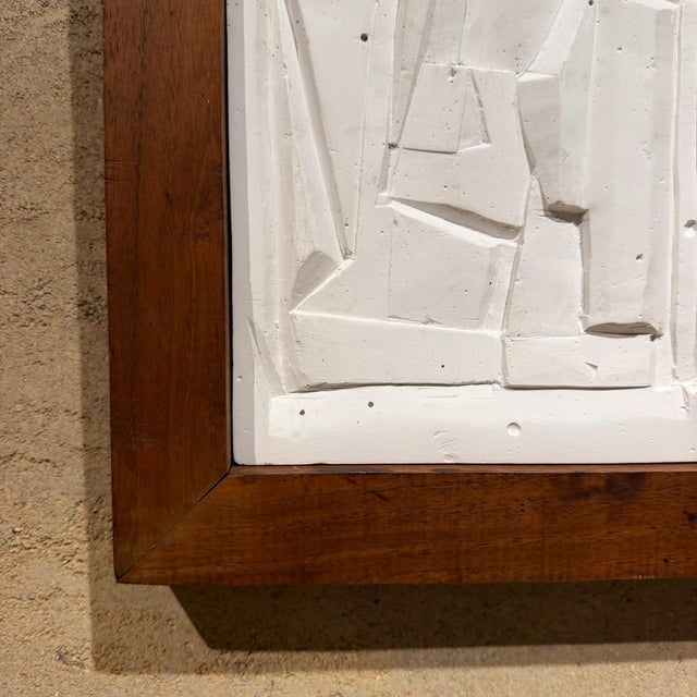 Sculpture Materials Mid-Century Modern Artwork Brutalist Cubist Plaster Relief Sculpture For Sale - Image 7 of 13