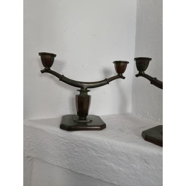 Swedish Candelabras in Bronze by Sune Bäckström, 1920s, Set of 2 For Sale - Image 6 of 7