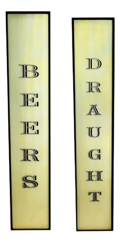 Large Opaline Glass Pub Signs, 1960, Set of 2