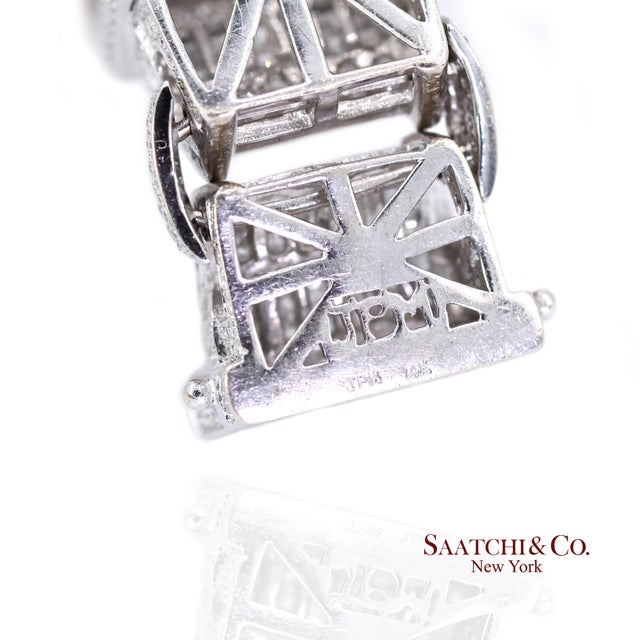 Metal 14k (585) White Gold 102.5 Grams Natural Diamond 14 Ct: Bracelet For Sale - Image 7 of 9