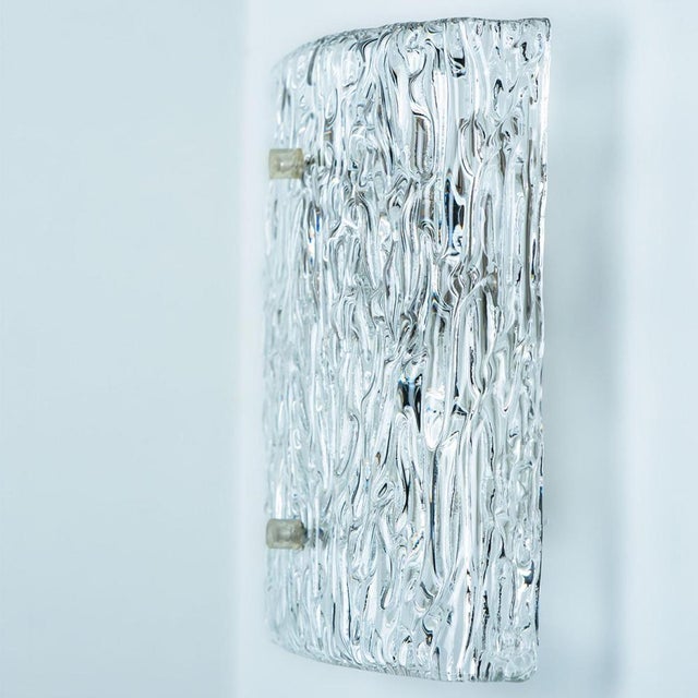 Wave Textured Glass Silver Wall Light by J. T. Kalmar for Kalmar, 1970s For Sale - Image 6 of 14