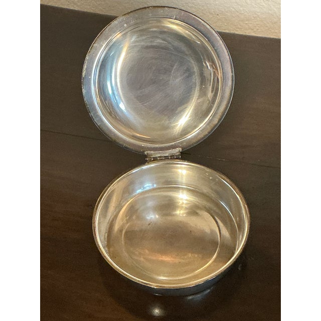 Vintage Silver Plate Covered Serving Dish With Turned Wood Handle & Heraldic Crest For Sale - Image 4 of 8