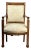 Antique French Directoire Style Fauteuil Open Arm Chair in Sapelle Mahogany C. Late 19th Century For Sale