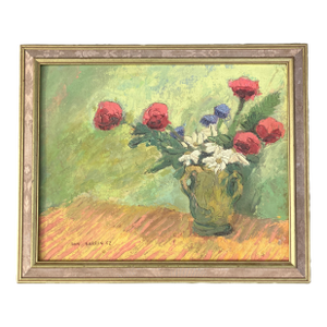 1950’s Original Dan Barron Impressionist Still Life Painting Vintage Frame