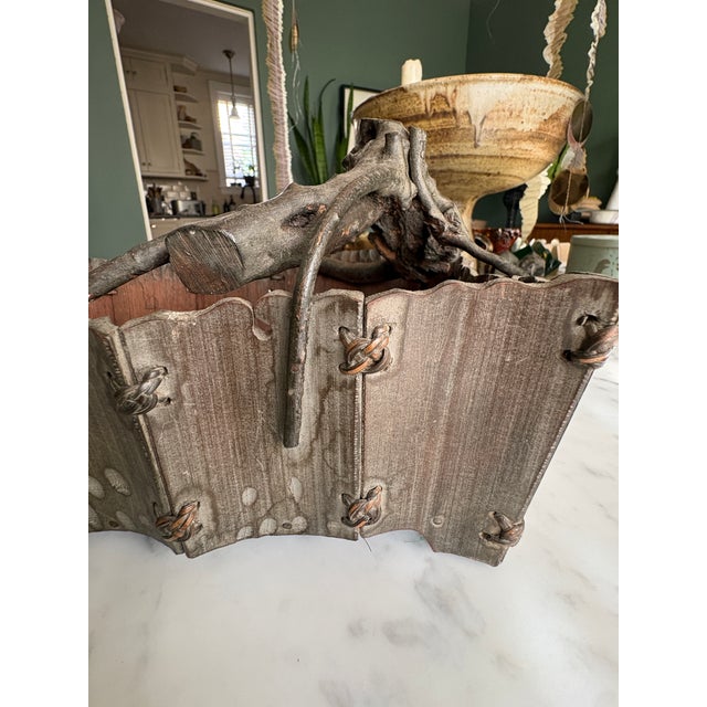 Japanese Japanese Ikebana Wabi-Sabi Bamboo Carved Basket For Sale - Image 3 of 15
