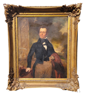 Portrait of Aristocrat, Large Oil on Canvas, 19th Century, Framed