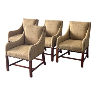 Ralph Lauren Cape Lodge Windowpane Print Dining Room Chairs, Set of Four For Sale