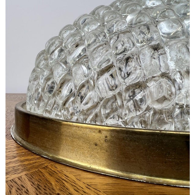 Vintage French Brass Ceiling Lamp in Glass For Sale - Image 14 of 16