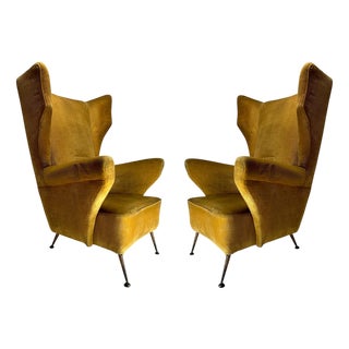 Mid-Century Modern Wingback Chairs by Gio Ponti, 1950s, Set of 2 For Sale