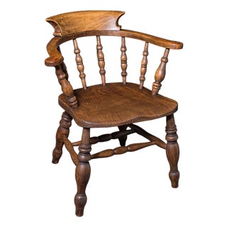 Antique Country House Captain's Chair, English, Smoker's Bow, Edwardian, c.1906 For Sale