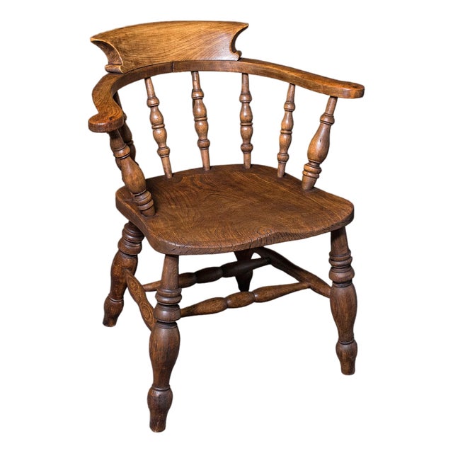 Antique Country House Captain's Chair, English, Smoker's Bow, Edwardian, c.1906 For Sale