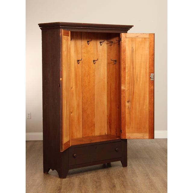 Mid 19th Century Antique Shaker Style Painted Softwood Two Door Wardrobe Cabinet For Sale - Image 5 of 12