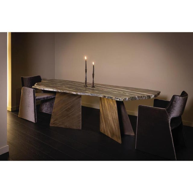 Vermont One Of a Kind Dining Table in Marble & Brass by Alex Turco One Of a Kind Dimensions: D 165 x W 185 x H 47 cm....