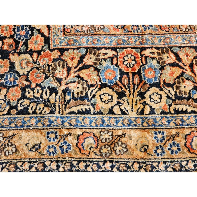 19th Century Persian Khorassan Rug, Hand-Knotted Wool, Allover Floral Panel Design, Green & Blue, 10x13 For Sale In Chicago - Image 6 of 18