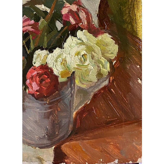 Floral Still Life Painting, Antique Soviet Art, Ukrainian Artist 67,5-50 For Sale - Image 6 of 6