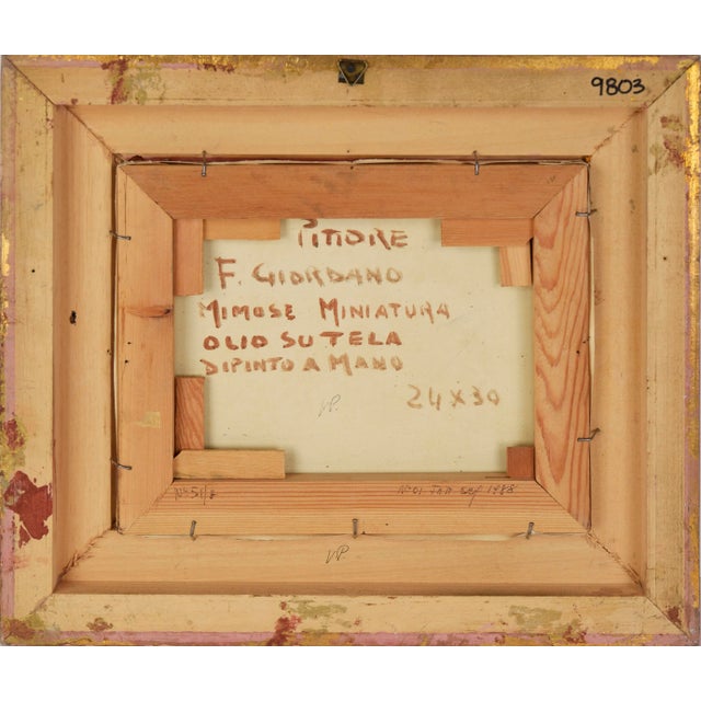 1980s Still Life With Mimosa Flower Arrangement - By Francisco Giordano For Sale - Image 5 of 5