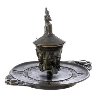 Bronze Candlestick with Egyptian Figures, 19th Century For Sale