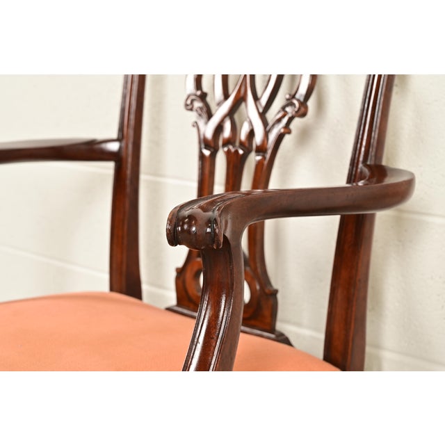 Brown Baker Furniture Chippendale Carved Mahogany Armchairs, Pair For Sale - Image 8 of 14