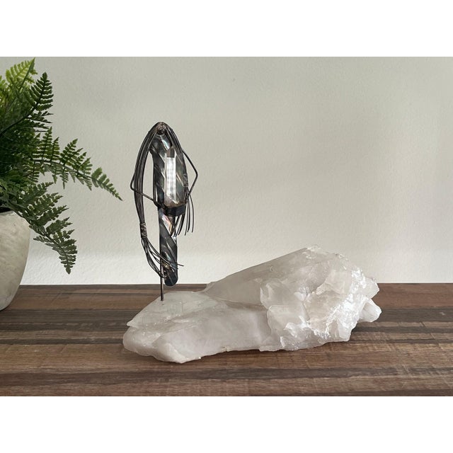 American Mid 20th Century Jeff Storey Native American Sterling Silver Brooch Sculpture with Quartz Point For Sale - Image 3 of 12