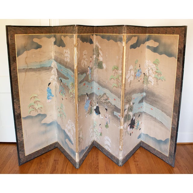 For Restoration: XL Edo Japanese 6-Panel Byobu Screen "Life of Samurai" by Mitsutaka Tosamori For Sale - Image 13 of 13
