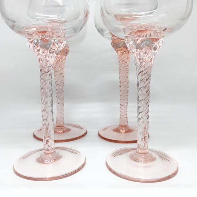 Vintage Twisted Blush Stem Wine Glasses Set of 4 Chairish