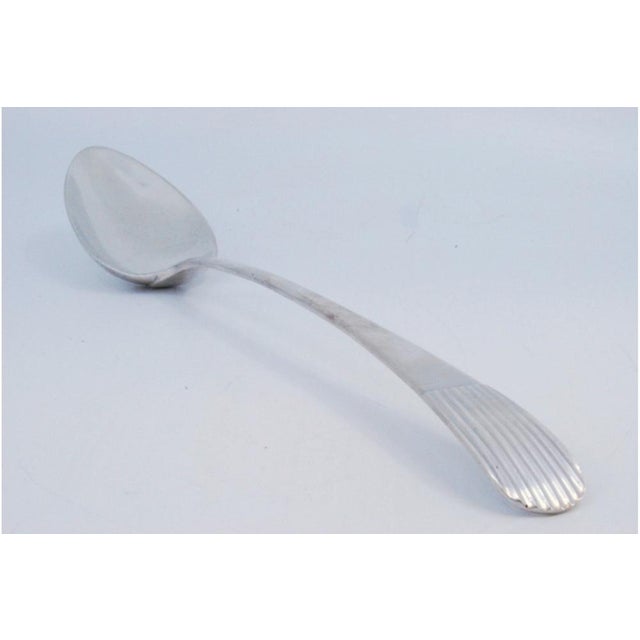Rice and Serving Spoon in Plain Silver with Grooves on the Handle For Sale - Image 10 of 10