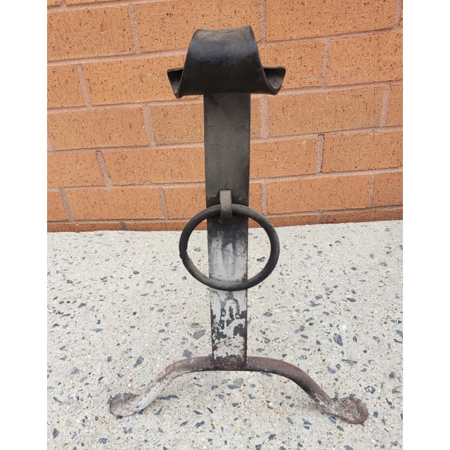 Pair of 19th Century Hand Forged Iron Andirons For Sale - Image 4 of 5