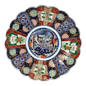 Beautifully Hand Decorated Antique 12 Inch Japanese Imari Charger With Table Stand and Wall Mount Bracket