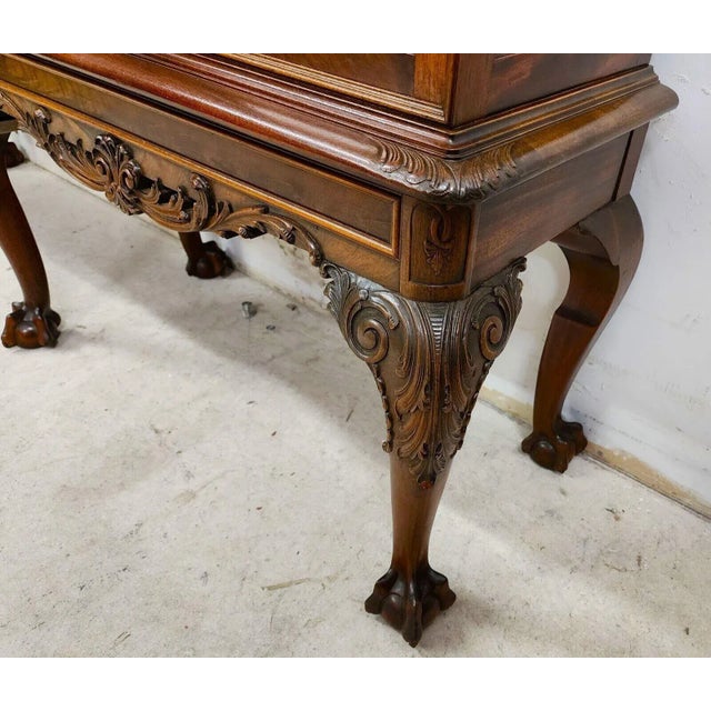 Antique Walnut China Cabinet Chippendale by Royal Furniture Co For Sale - Image 10 of 15