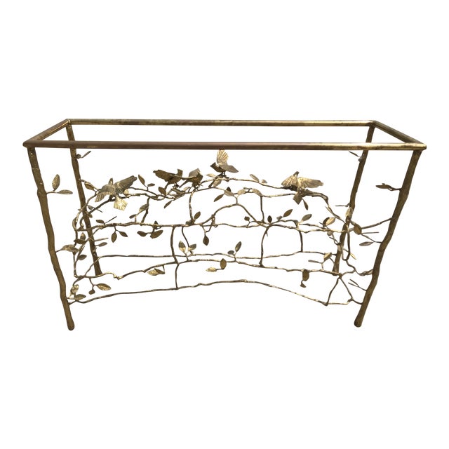 Willy Daro Hollywood Regency Brass Branch & Bird Console Table Chairish