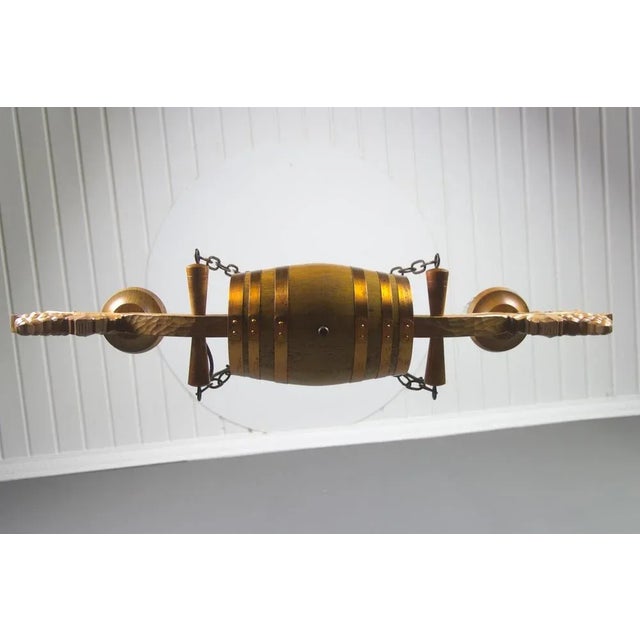 German Carved Wood Two-Light Wine Cellar Chandelier For Sale - Image 17 of 18