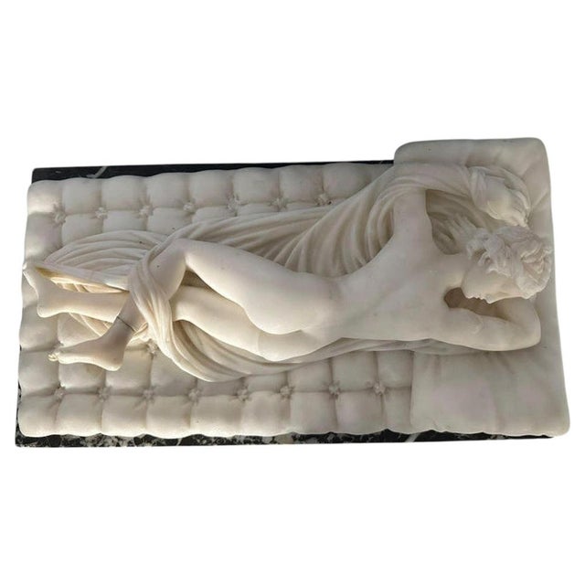 Italian School Sculpture "Hermaphrodite" 19th Century Carrara White Marble Group presented on a marble base Total height:...