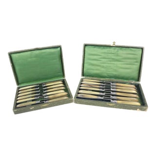 Late 19th Century French Dining Knives, a Boxed Set For Sale