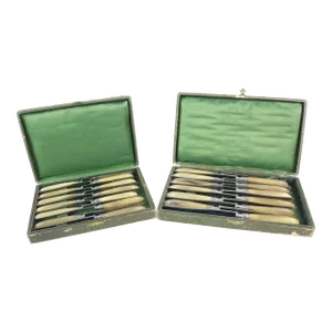 Late 19th Century French Dining Knives, a Boxed Set