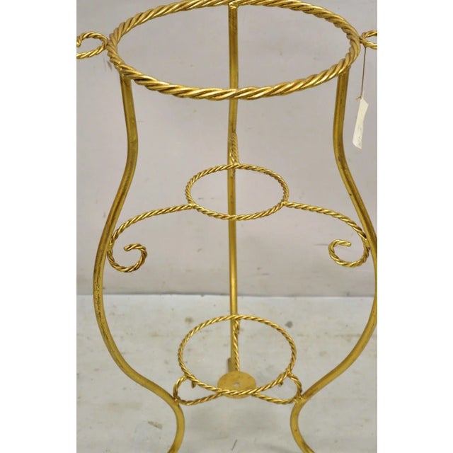 Mid 20th Century Italian Hollywood Regency Gold Iron Rope Form 2 Tier Bath Washstand Plant Stand For Sale In Philadelphia - Image 6 of 13