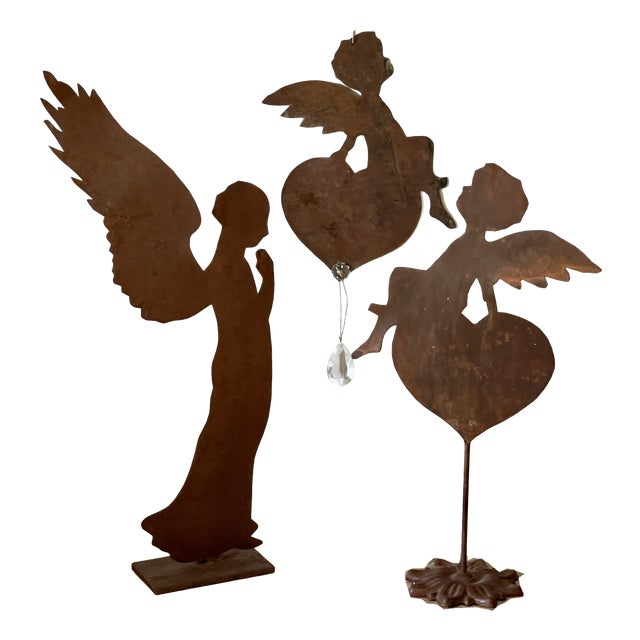 Vintage Italian Handcrafted Rust Angels, 1990s, Set of 3 For Sale