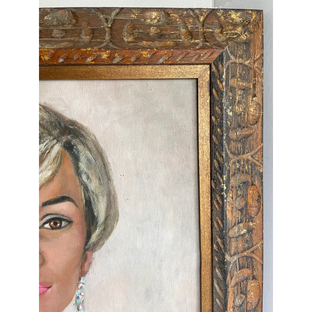 Tan 1968 Original Framed Female Portrait Painting Signed Shannon For Sale - Image 8 of 13